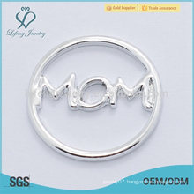 Unique fashion design love mom silver alloy hollw window floating lockets plates